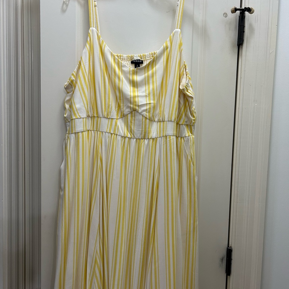 Torrid Yellow and White Striped Maxi Dress